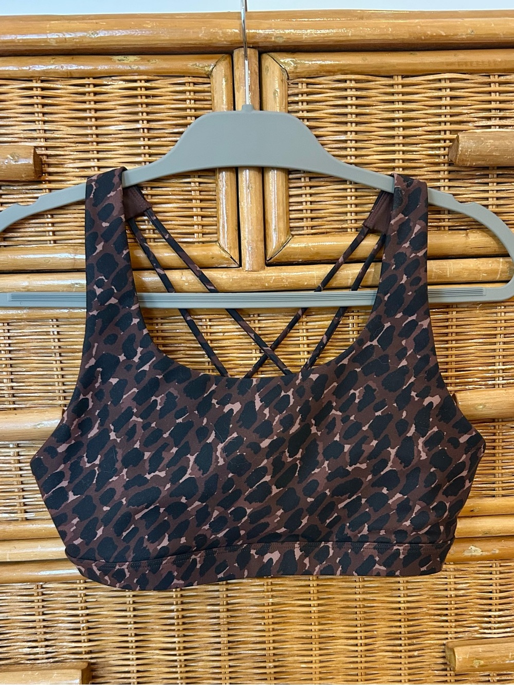 Spiritual Gangster strappy low-impact sports bra in leopard print